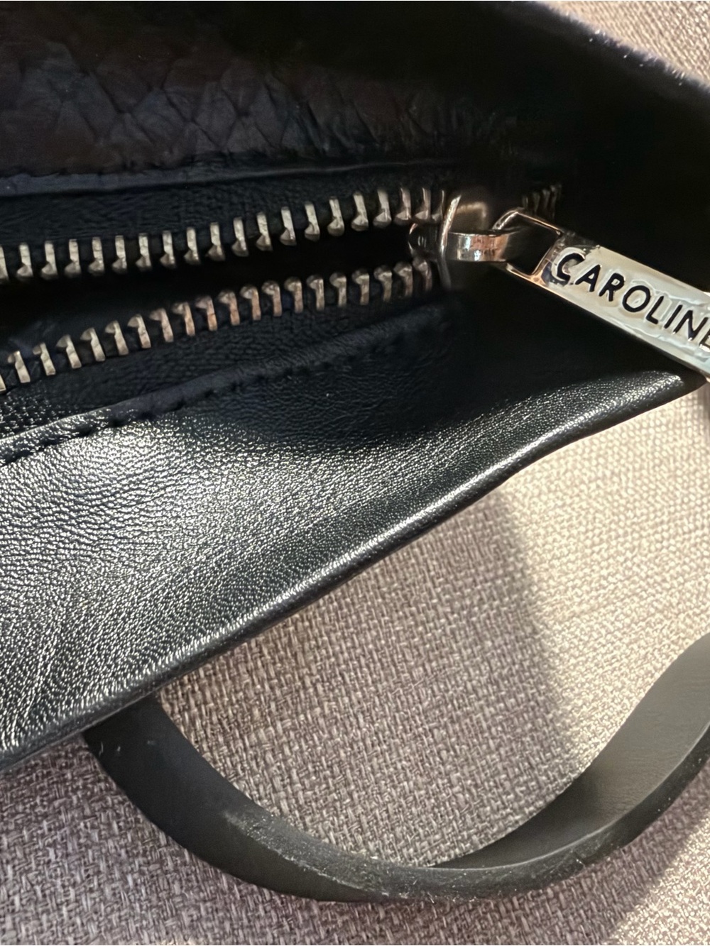 Caroline Néron Black Leather Crossbody Bag with Silver Hardware